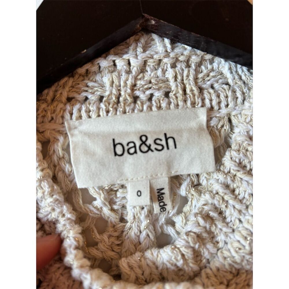 ba&sh Women's Beige Cardigan Sweater Size 0 Long Sleeve Mock Neck Cream Novela - Picture 6 of 7